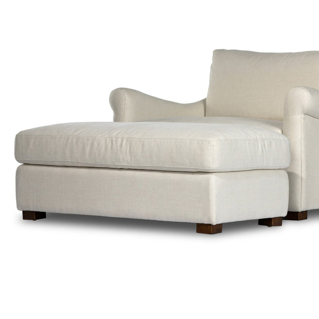 Four Hands Bridges Sloped Arm Chair and a Half With Ottoman ~ Brussels Natural Belgian Linen Upholstered Fabric