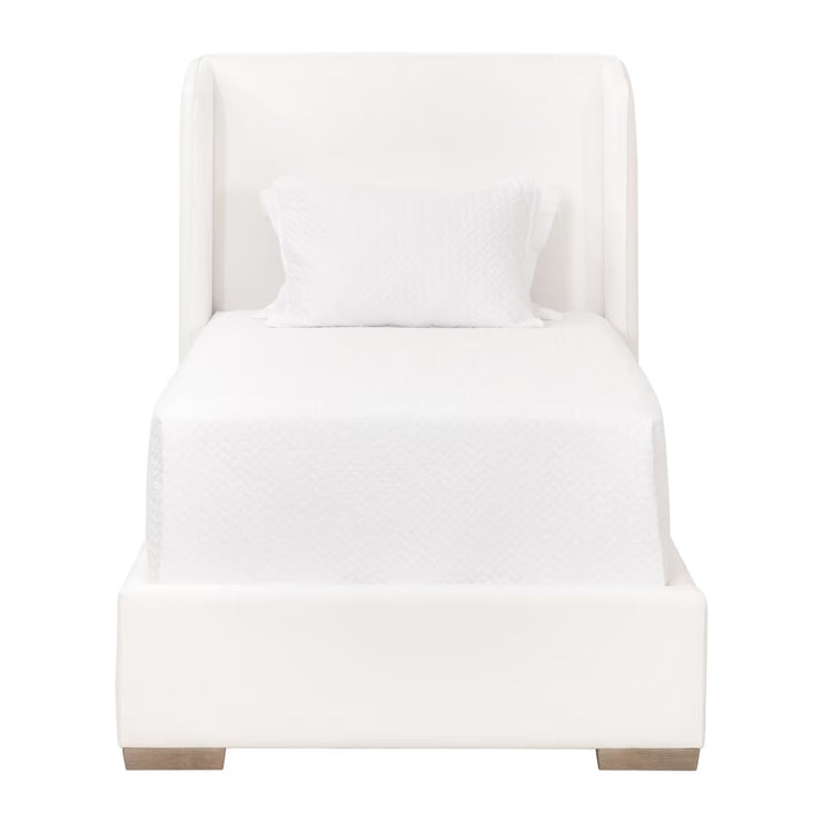 Essentials For Living Stewart Twin Bed ~ LiveSmart Peyton -Pearl Performance Fabric With Natural Gray Oak