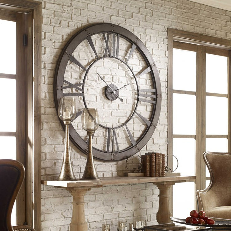 Uttermost Ronan Oversized Rustic Bronze Wall Clock