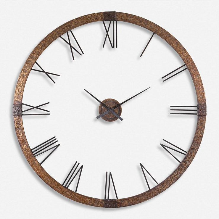 Uttermost Amarion Oversized Hammered Copper Modern Wall Clock