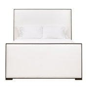 Essentials For Living Tailor Cal King Bed ~ LiveSmart Peyton -Pearl Performance Fabric With Matte Brown Oak