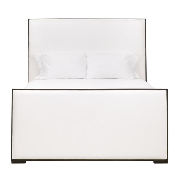 Essentials For Living Tailor Cal King Bed ~ LiveSmart Peyton -Pearl Performance Fabric With Matte Brown Oak
