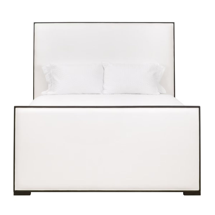 Essentials For Living Tailor Standard King Bed ~ LiveSmart Peyton-Pearl Performance Fabric Matte Brown Oak