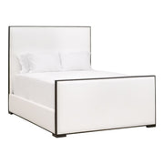 Essentials For Living Tailor Standard King Bed ~ LiveSmart Peyton-Pearl Performance Fabric Matte Brown Oak