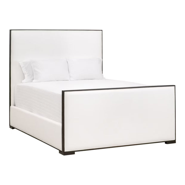 Essentials For Living Tailor Standard King Bed ~ LiveSmart Peyton-Pearl Performance Fabric Matte Brown Oak