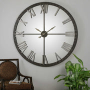 Uttermost Amelie Metal and Mirrored Oversized Modern Wall Clock