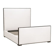 Essentials For Living Tailor Cal King Bed ~ LiveSmart Peyton -Pearl Performance Fabric With Matte Brown Oak