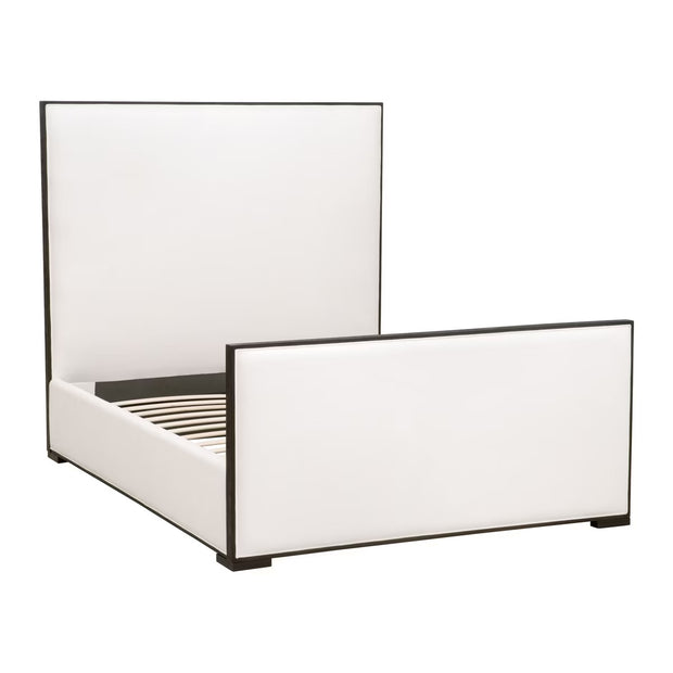 Essentials For Living Tailor Cal King Bed ~ LiveSmart Peyton -Pearl Performance Fabric With Matte Brown Oak