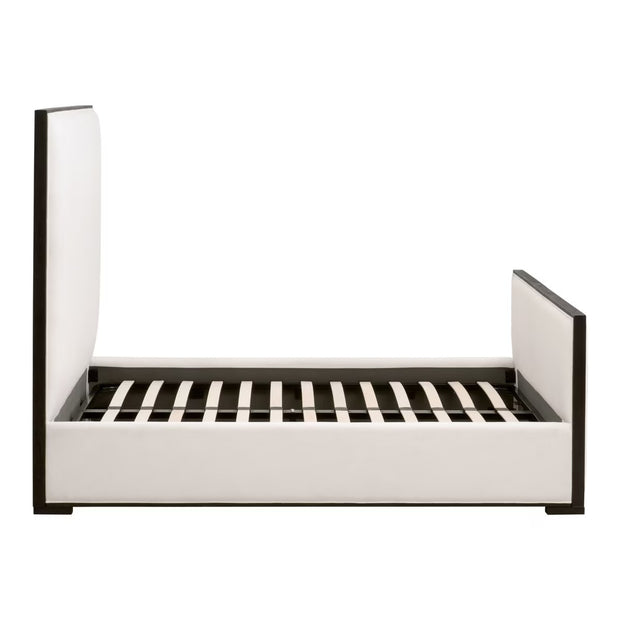 Essentials For Living Tailor Cal King Bed ~ LiveSmart Peyton -Pearl Performance Fabric With Matte Brown Oak
