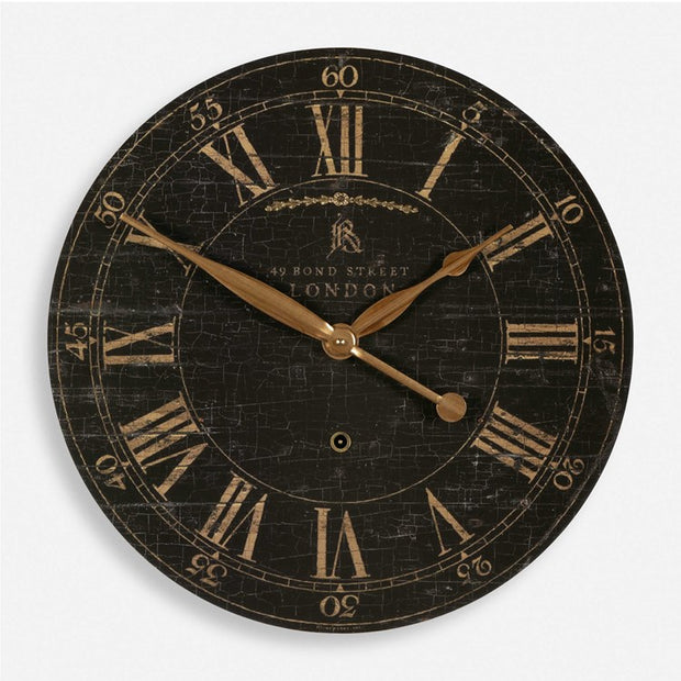 Uttermost Bond Street Aged Black 18” Wall Clock