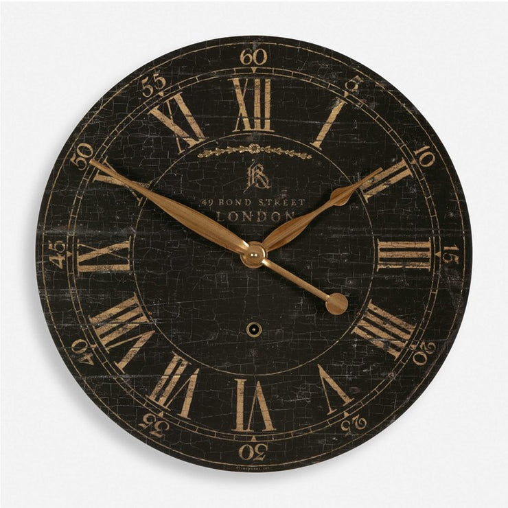 Uttermost Bond Street Aged Black 18” Wall Clock