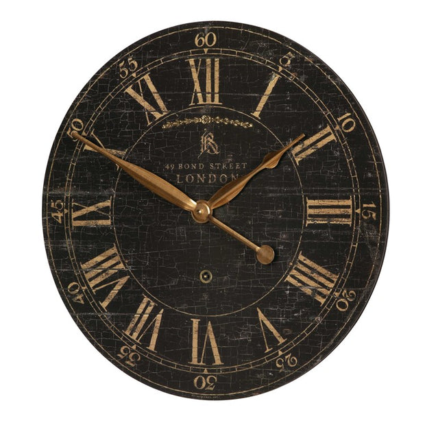 Uttermost Bond Street Aged Black 18” Wall Clock