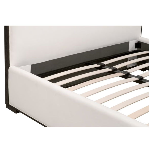 Essentials For Living Tailor Cal King Bed ~ LiveSmart Peyton -Pearl Performance Fabric With Matte Brown Oak