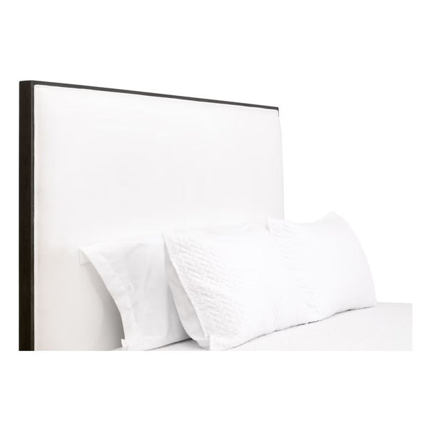 Essentials For Living Tailor Cal King Bed ~ LiveSmart Peyton -Pearl Performance Fabric With Matte Brown Oak