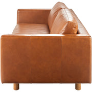 Surya Fitz Modern Cognac Brown Leather Square Arm Sofa