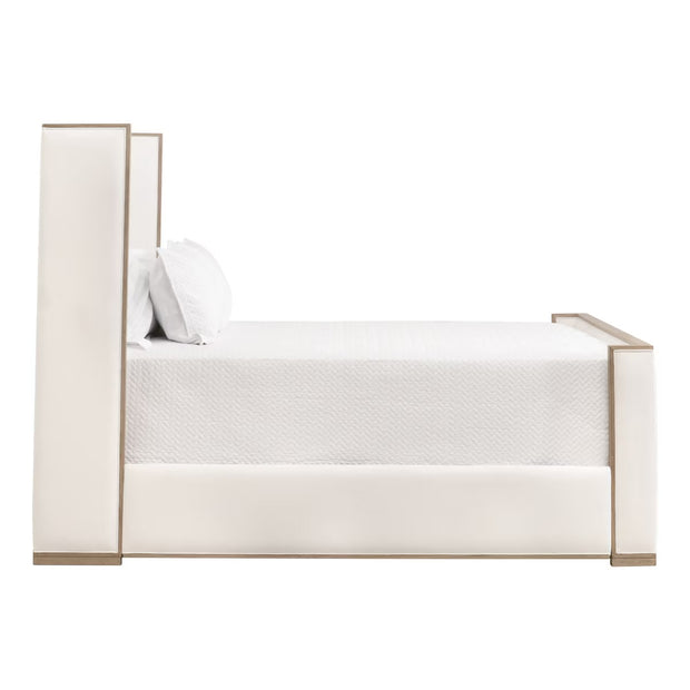 Essentials For Living Tailor Shelter Queen Bed ~ LiveSmart Peyton-Pearl Performance Fabric Natural Gray Oak