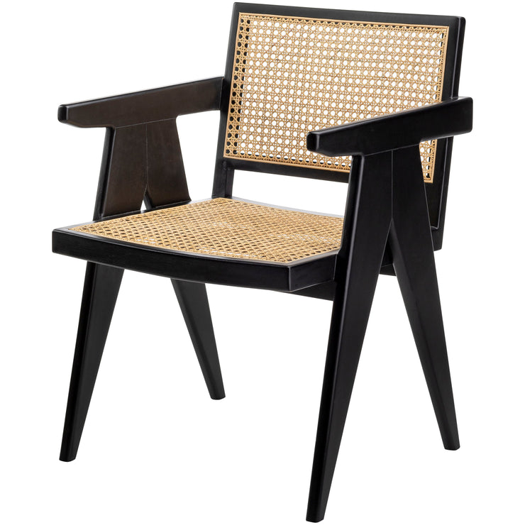 Surya Hague Modern Set of 2 Rattan & Black Wood Dining Armchairs