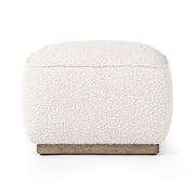 Four Hands Sinclair Square Ottoman 21” ~ Knoll Natural Cream Boucle Upholstered Performance Fabric