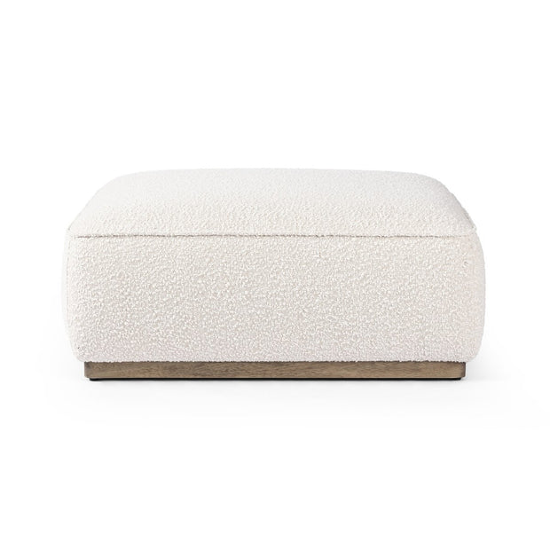 Four Hands Sinclair Square Ottoman 36” ~ Knoll Natural Cream Boucle Upholstered Performance Fabric