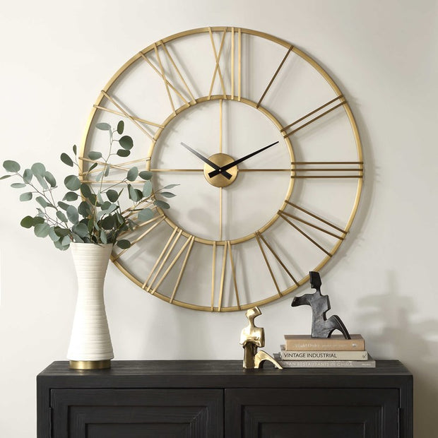 Uttermost Keyann Brushed Brass Wall Clock