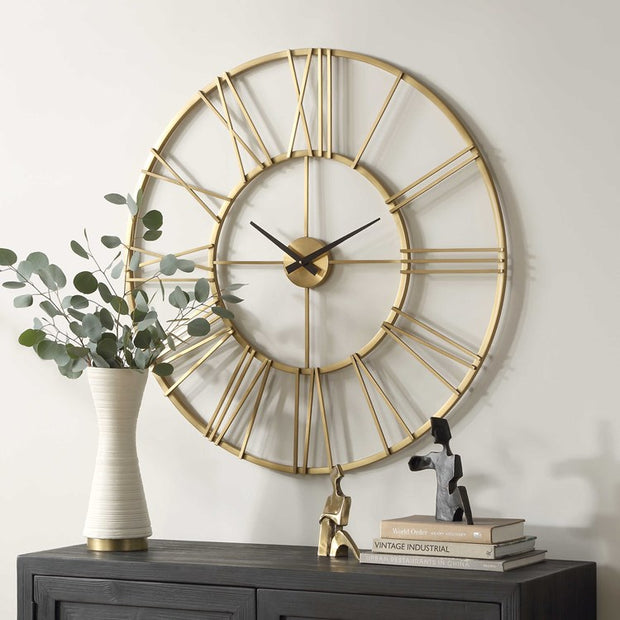 Uttermost Keyann Brushed Brass Wall Clock