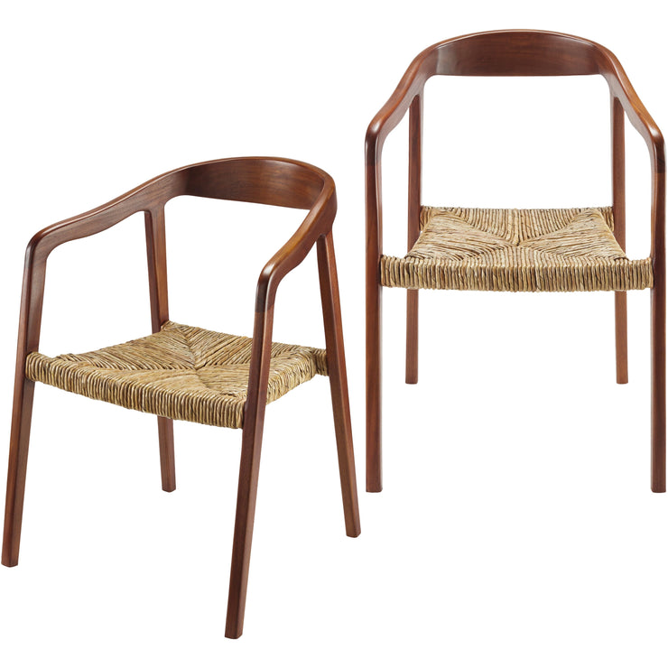 Surya Hefei Modern Curved Back With Natural Seagrass Seats Set of 2 Dining Chairs