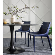 Surya Hanks Modern Navy Blue Faux Leather Set of 2 Dining Chairs