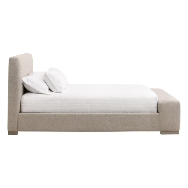 Essentials For Living Warren Queen Bed ~ LiveSmart Gellar-Jute Performance Fabric With Natural Gray Oak