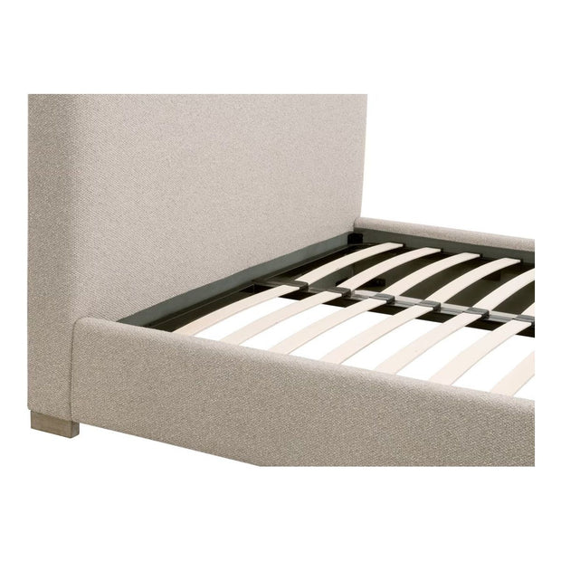 Essentials For Living Warren Cal King Bed ~ LiveSmart Gellar-Jute Performance Fabric With Natural Gray Oak