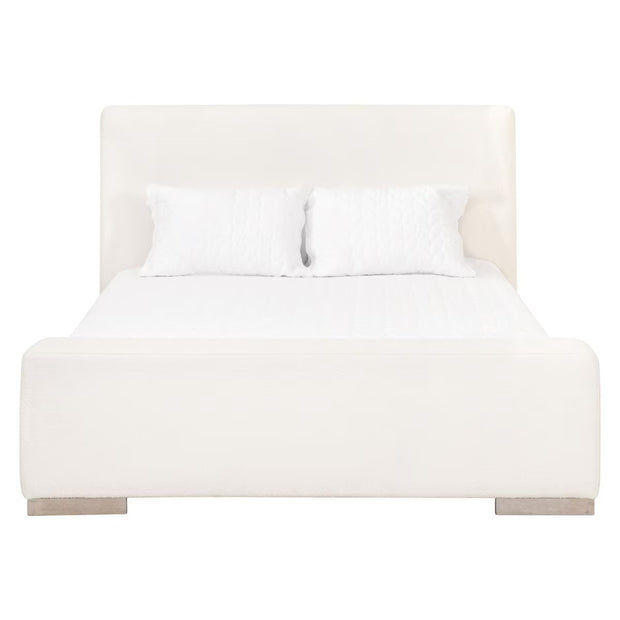 Essentials For Living Warren Standard King Bed ~ LiveSmart Boucle-Snow Performance Fabric With Natural Gray Oak