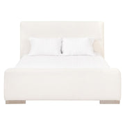 Essentials For Living Warren Cal King Bed ~ LiveSmart Boucle-Snow  Performance Fabric With Natural Gray Oak