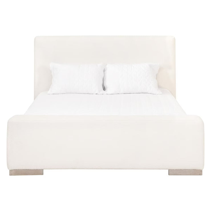 Essentials For Living Warren Queen Bed ~ LiveSmart Boucle-Snow Performance Fabric With Natural Gray Oak