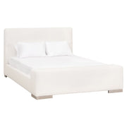 Essentials For Living Warren Cal King Bed ~ LiveSmart Boucle-Snow  Performance Fabric With Natural Gray Oak