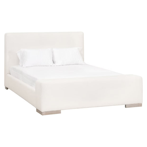 Essentials For Living Warren Cal King Bed ~ LiveSmart Boucle-Snow  Performance Fabric With Natural Gray Oak