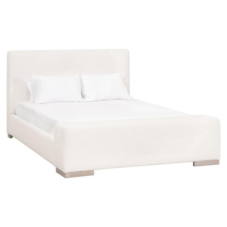 Essentials For Living Warren Cal King Bed ~ LiveSmart Boucle-Snow  Performance Fabric With Natural Gray Oak