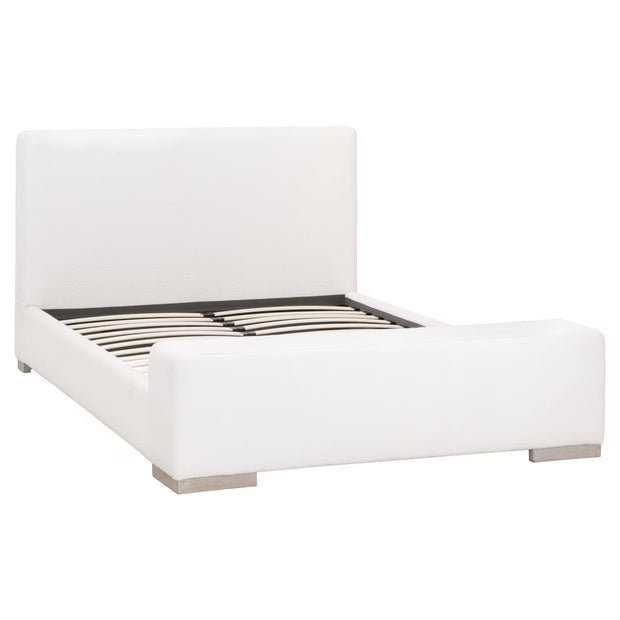 Essentials For Living Warren Standard King Bed ~ LiveSmart Boucle-Snow Performance Fabric With Natural Gray Oak