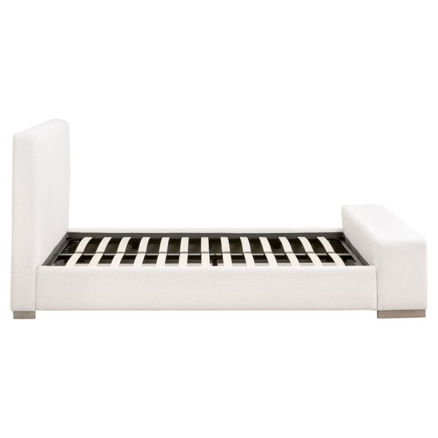 Essentials For Living Warren Queen Bed ~ LiveSmart Boucle-Snow Performance Fabric With Natural Gray Oak