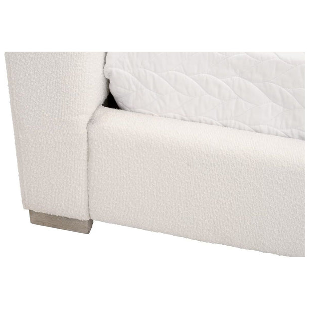 Essentials For Living Warren Standard King Bed ~ LiveSmart Boucle-Snow Performance Fabric With Natural Gray Oak