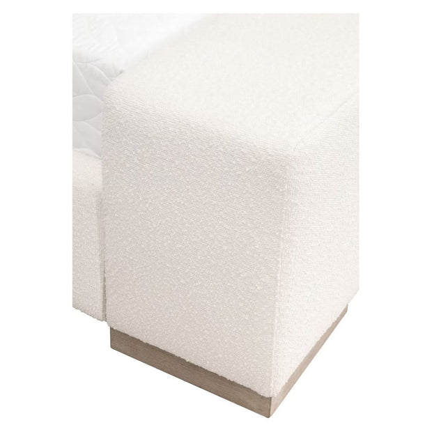 Essentials For Living Warren Cal King Bed ~ LiveSmart Boucle-Snow  Performance Fabric With Natural Gray Oak