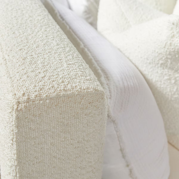 Essentials For Living Warren Queen Bed ~ LiveSmart Boucle-Snow Performance Fabric With Natural Gray Oak