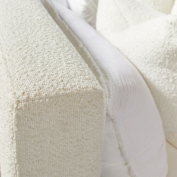 Essentials For Living Warren Standard King Bed ~ LiveSmart Boucle-Snow Performance Fabric With Natural Gray Oak