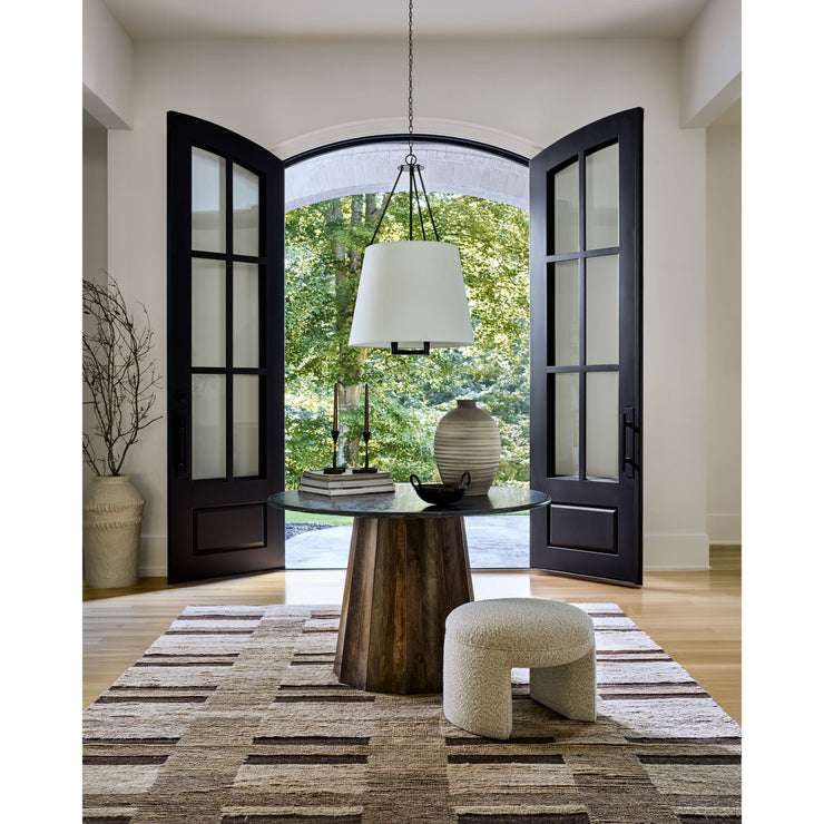 Surya Linus Modern Black Marble Top With Dark Mango Wood 47” Round Dining Table