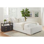 Essentials For Living Warren Queen Bed ~ LiveSmart Boucle-Snow Performance Fabric With Natural Gray Oak