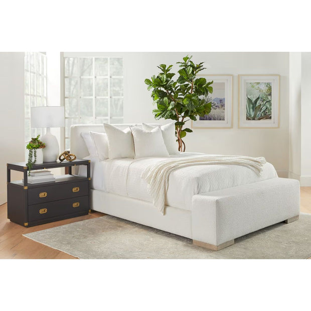 Essentials For Living Warren Queen Bed ~ LiveSmart Boucle-Snow Performance Fabric With Natural Gray Oak