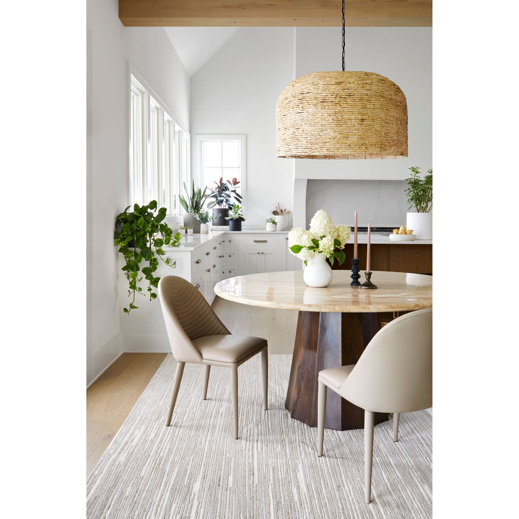 Surya Linus Modern Organic Marble Top With Dark Mango Wood 60” Round D ...