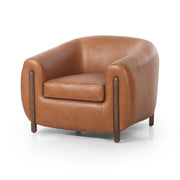 Four Hands Lyla Barrel Chair ~ Valencia Camel Top Grain Leather