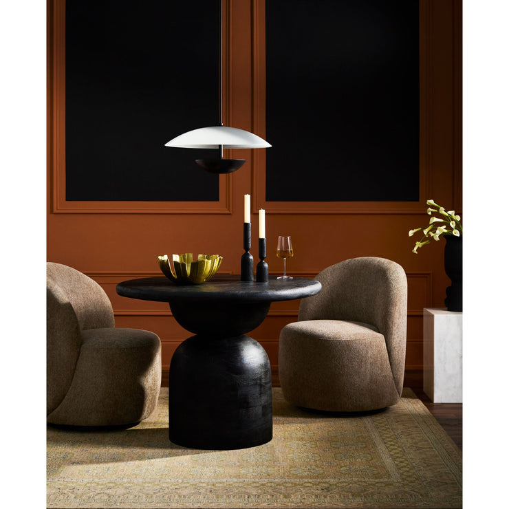 Surya Koben Modern Black Sandblasted Mango Wood  Round Dining Table