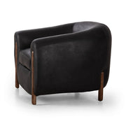 Four Hands Lyla Barrel Chair ~ Heirloom Black Top Grain Leather