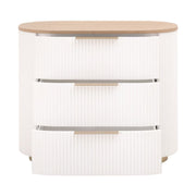 Essentials For Living Arden 3-Drawer Nightstand ~ Light Honey Oak and Matte White, Brushed Brass Hardware