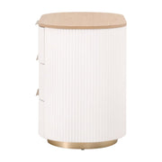 Essentials For Living Arden 3-Drawer Nightstand ~ Light Honey Oak and Matte White, Brushed Brass Hardware